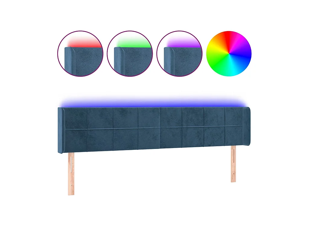 Tête de lit à LED Bleu foncé 203x16x78/88 cm Velours