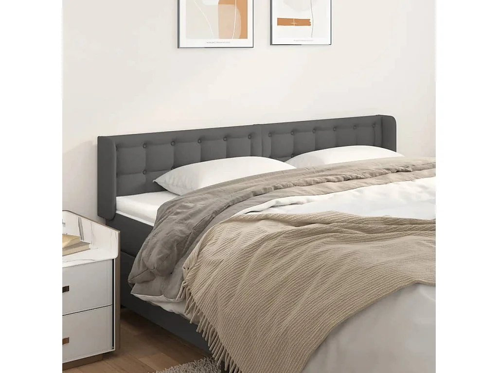 Testiera con orecchie Grigio 203x16x78/88 cm Ecopelle