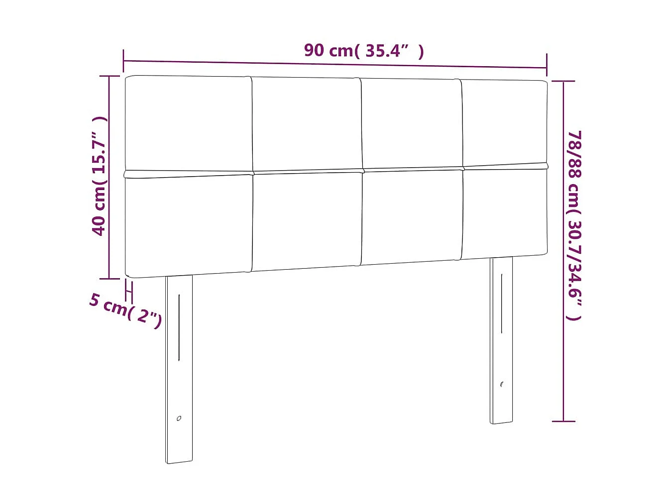 Cabeceira LED Preto 90x5x78/88 cm Veludo