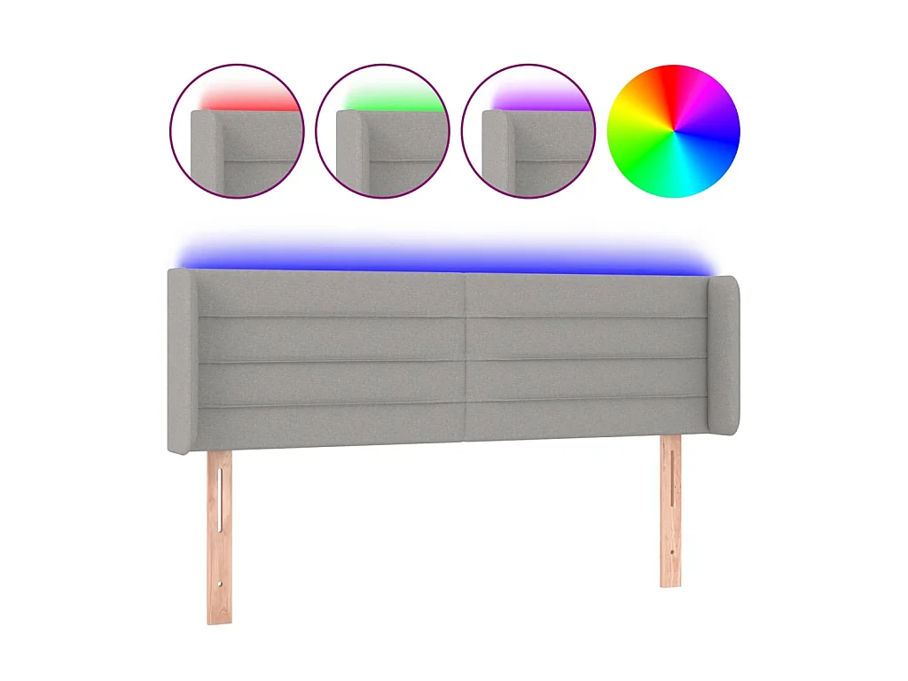 Tête de lit à LED Gris clair 147x16x78/88 cm Tissu