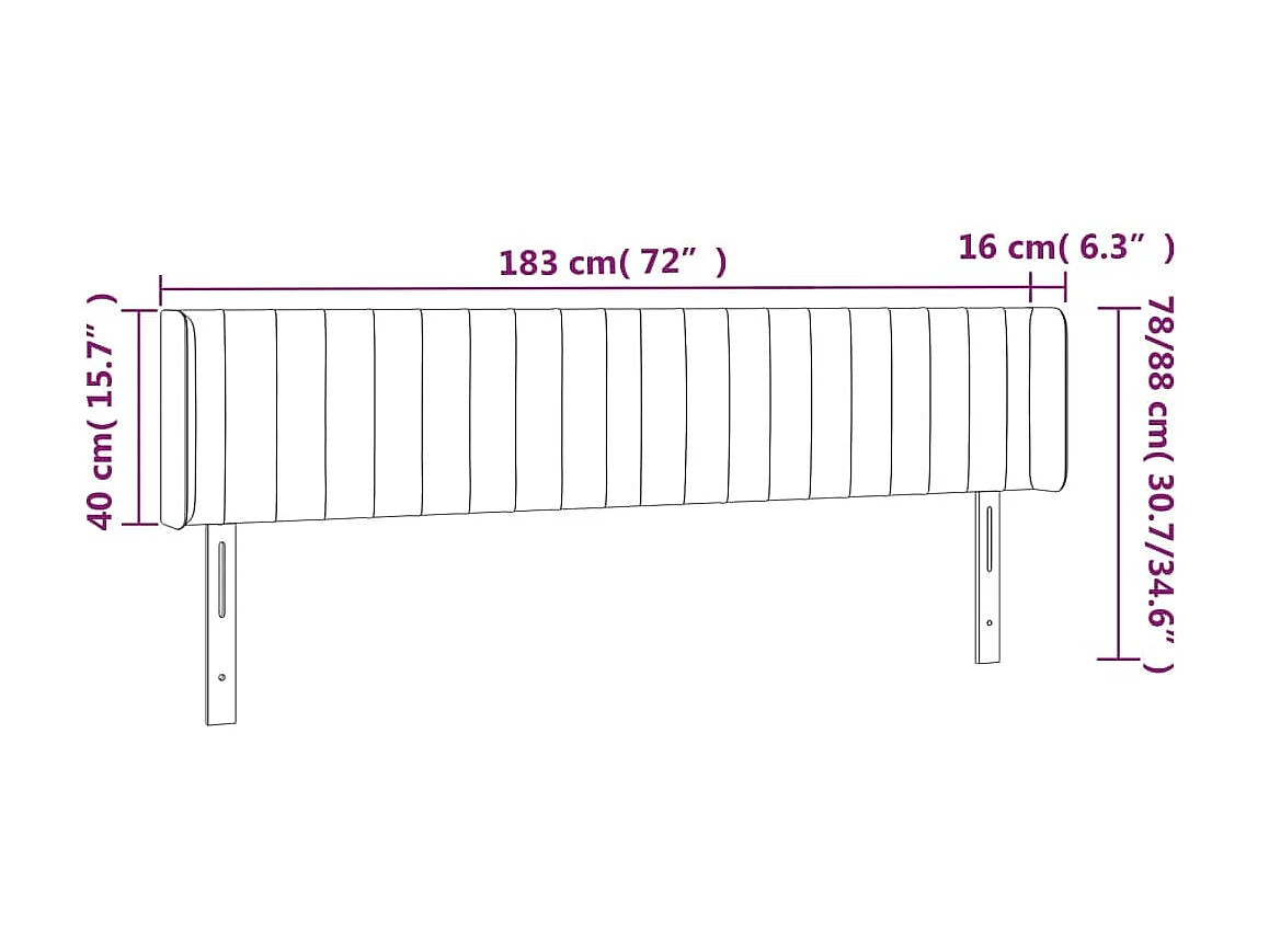 LED-Kopfteil Blau 183x16x78/88 cm Stoff