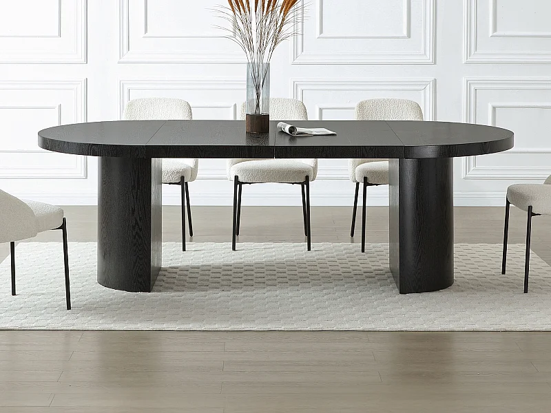 Esstisch ausziehbar - 4 bis 12 Personen - MDF - Schwarz - SIDRINA