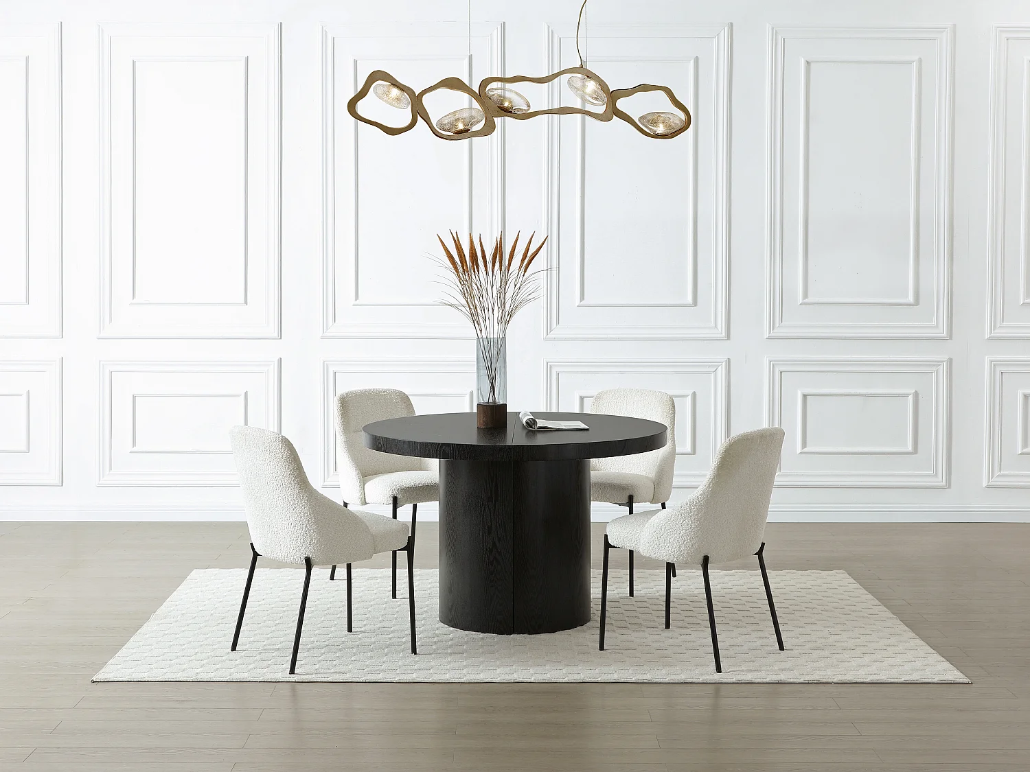 Table à manger extensible 4 à 12 personnes en MDF - Noir - SIDRINA