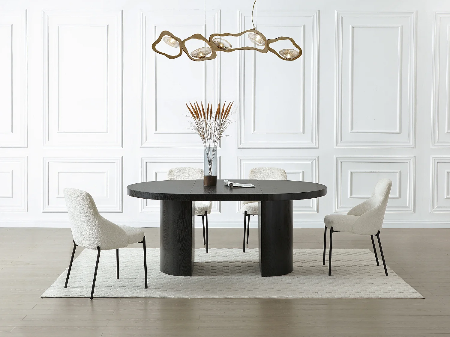 Mesa de comedor extensible 4 a 12 personas de MDF - Negro - SIDRINA