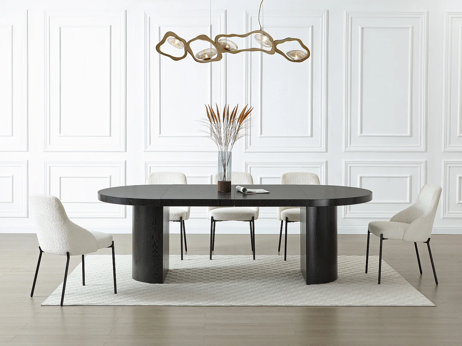 Mesa de comedor extensible 4 a 12 personas de MDF - Negro - SIDRINA