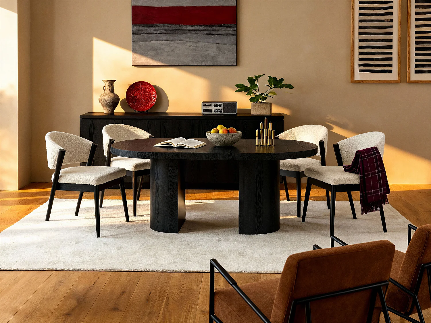 Table à manger extensible 4 à 12 personnes en MDF - Noir - SIDRINA