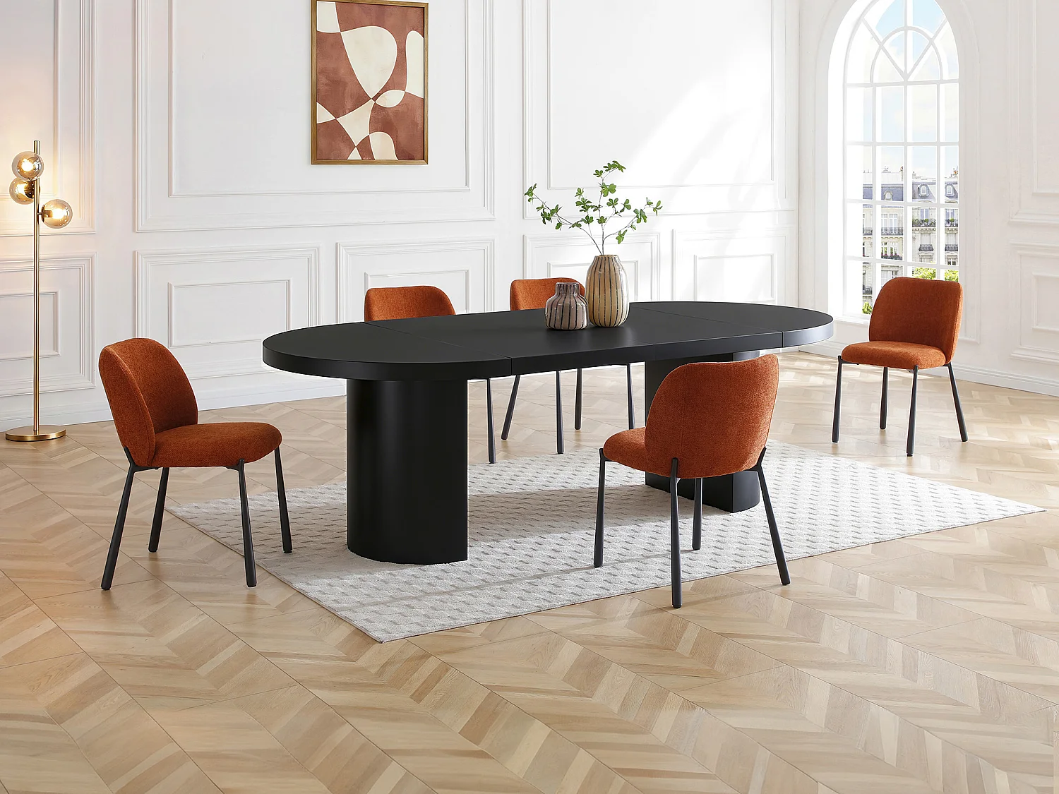 Table à manger extensible 4 à 12 personnes en MDF - Noir - SIDRINA