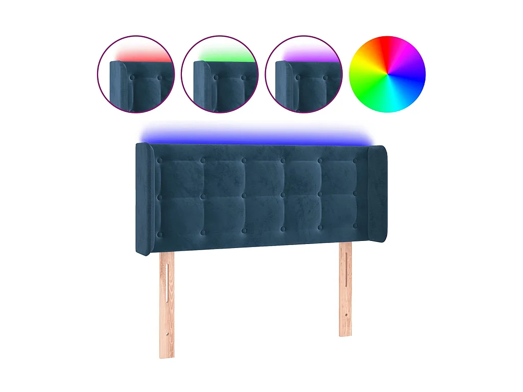 Tête de lit à LED Bleu foncé 93x16x78/88 cm Velours
