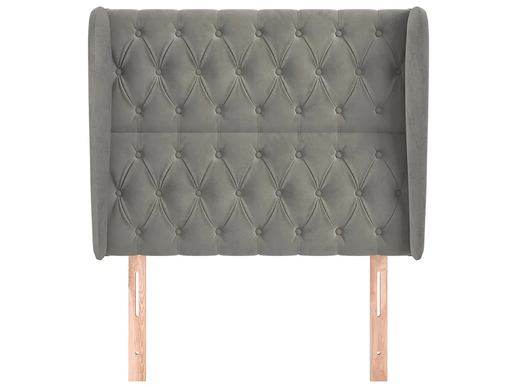 Tête de lit avec oreilles Gris clair 103x23x118/128 cm Velours