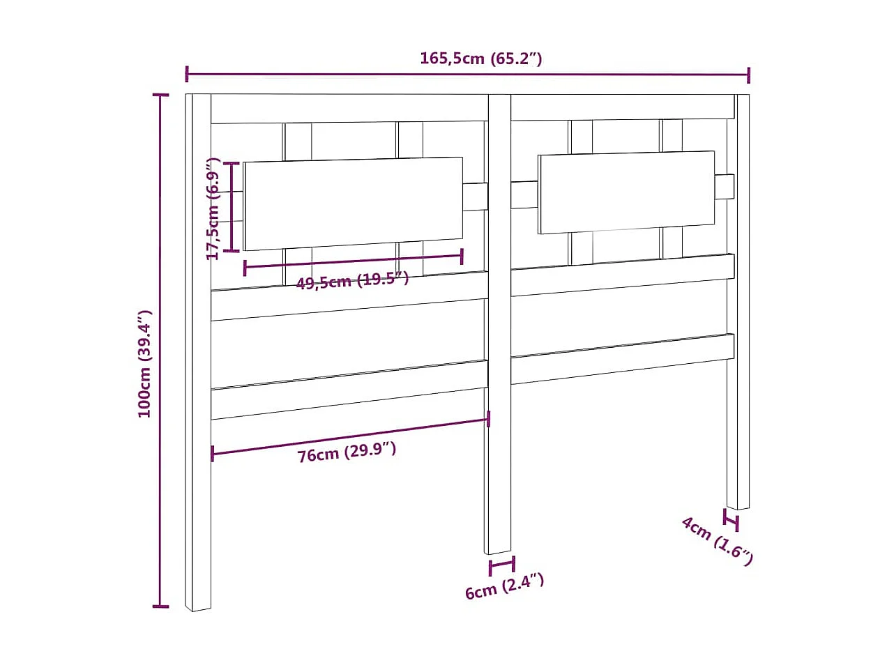 Tête de lit Marron miel 165,5x4x100 cm Bois massif de pin