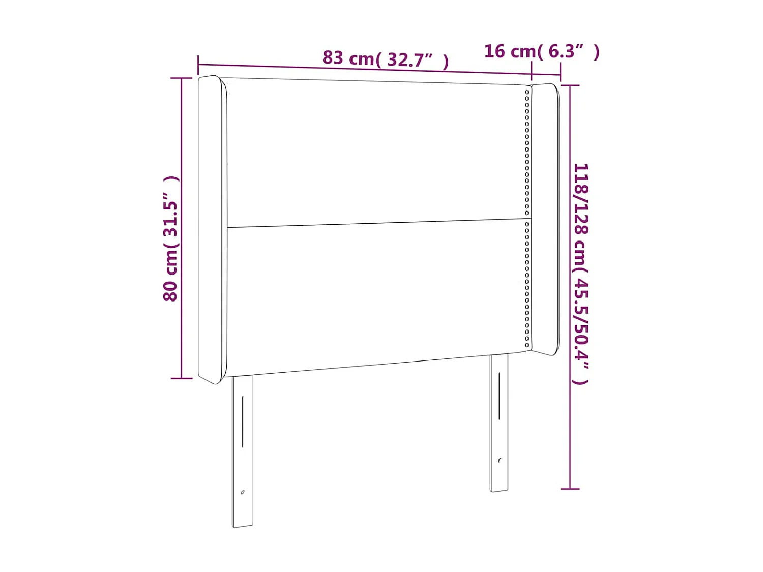 Testiera con orecchie Nero 83x16x118/128 cm Ecopelle