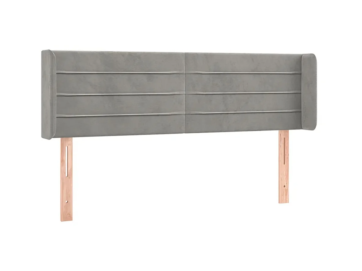 Hoofdbord met oren Lichtgrijs 147x16x78/88 cm Fluweel