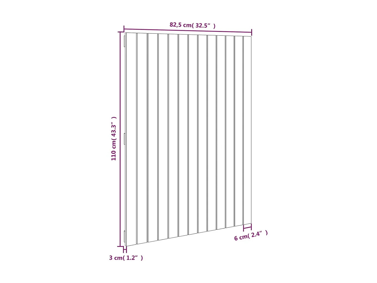 Tête de lit murale Marron miel 82,5x3x110 cm Bois massif de pin