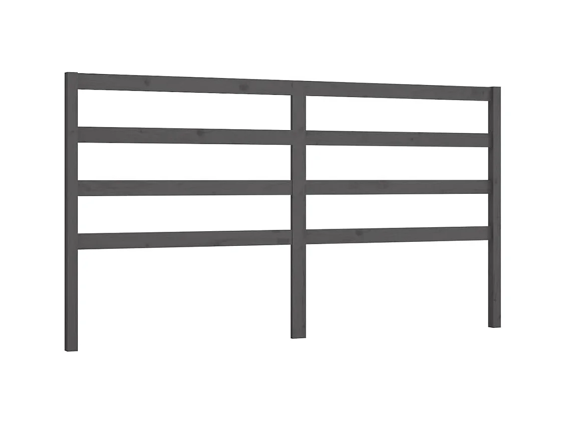 Kopfteil Grau 206x4x100 cm Massives Kiefernholz