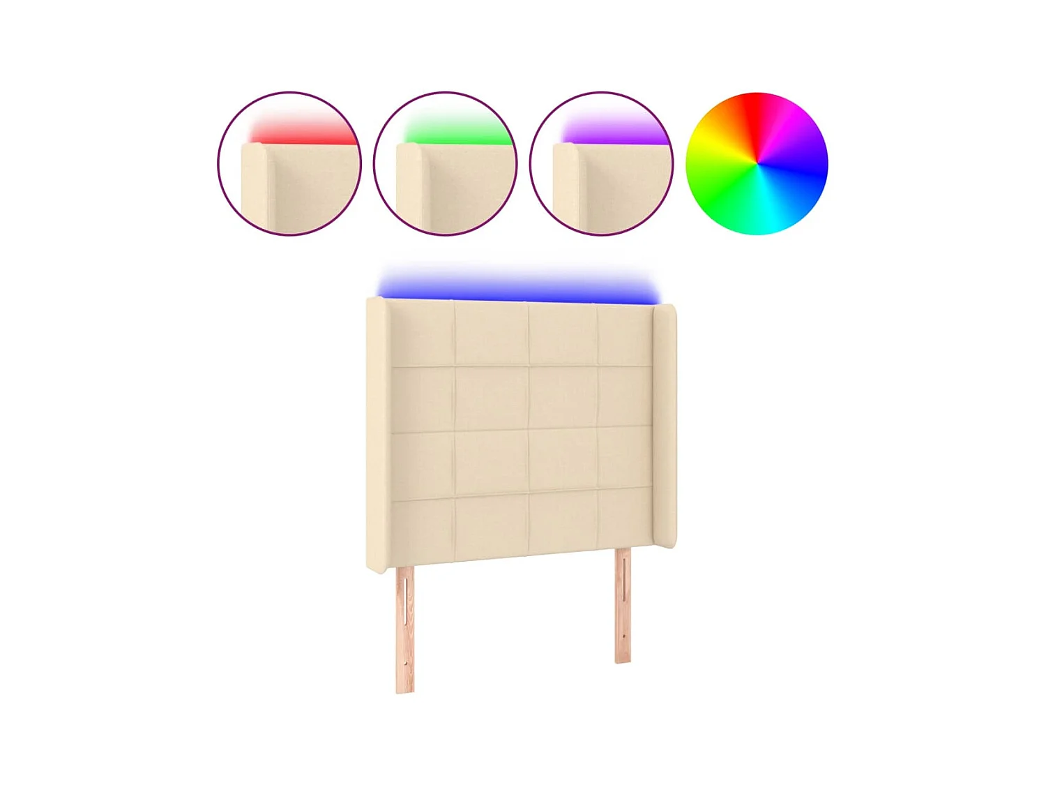 Tête de lit à LED Crème 83x16x118/128 cm Tissu