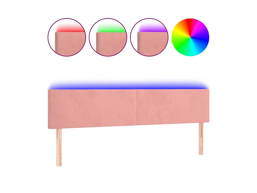 Tête de lit à LED Rose 200x5x78/88 cm Velours