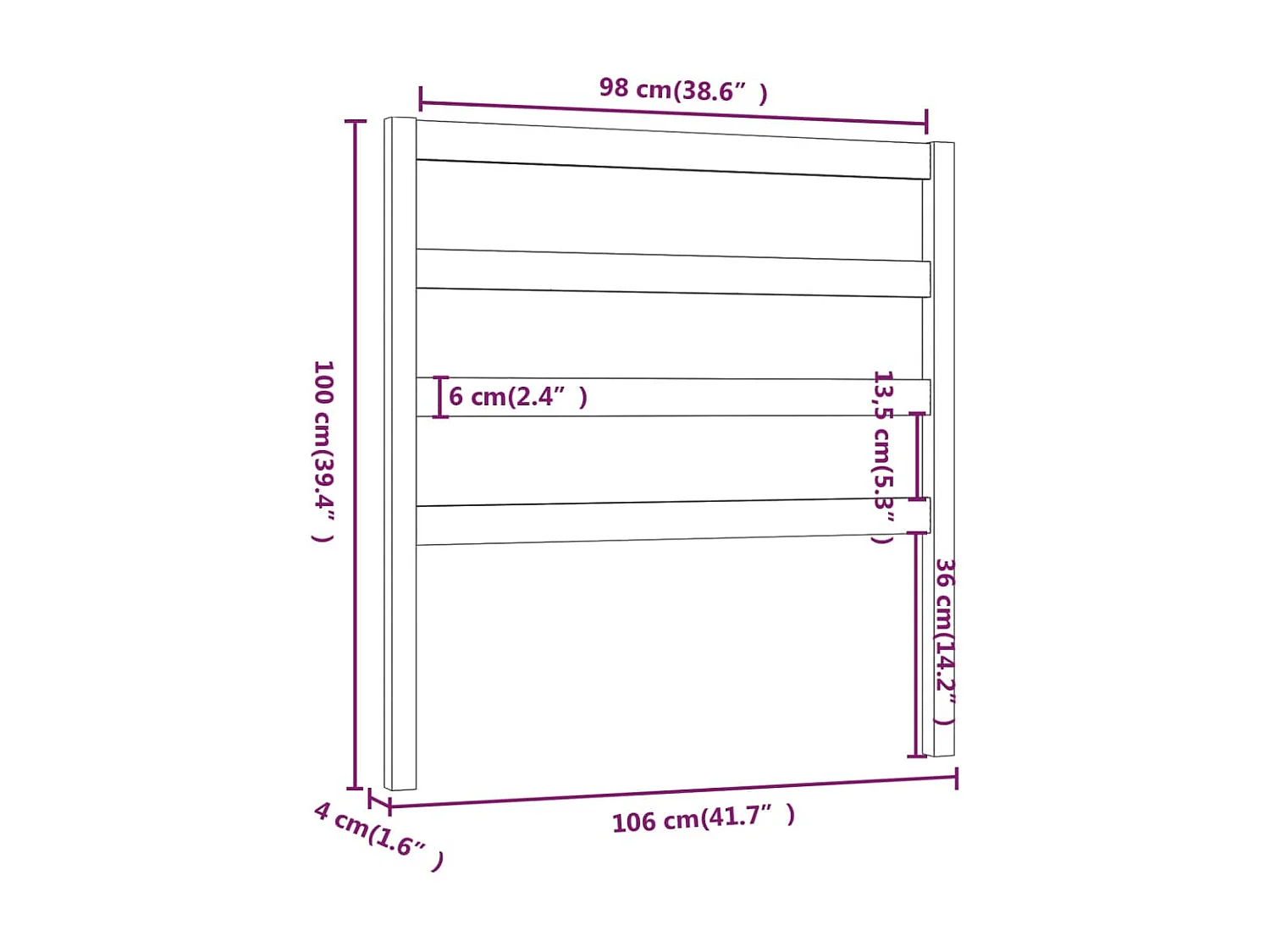 Tête de lit Marron miel 106x4x100 cm Bois massif de pin