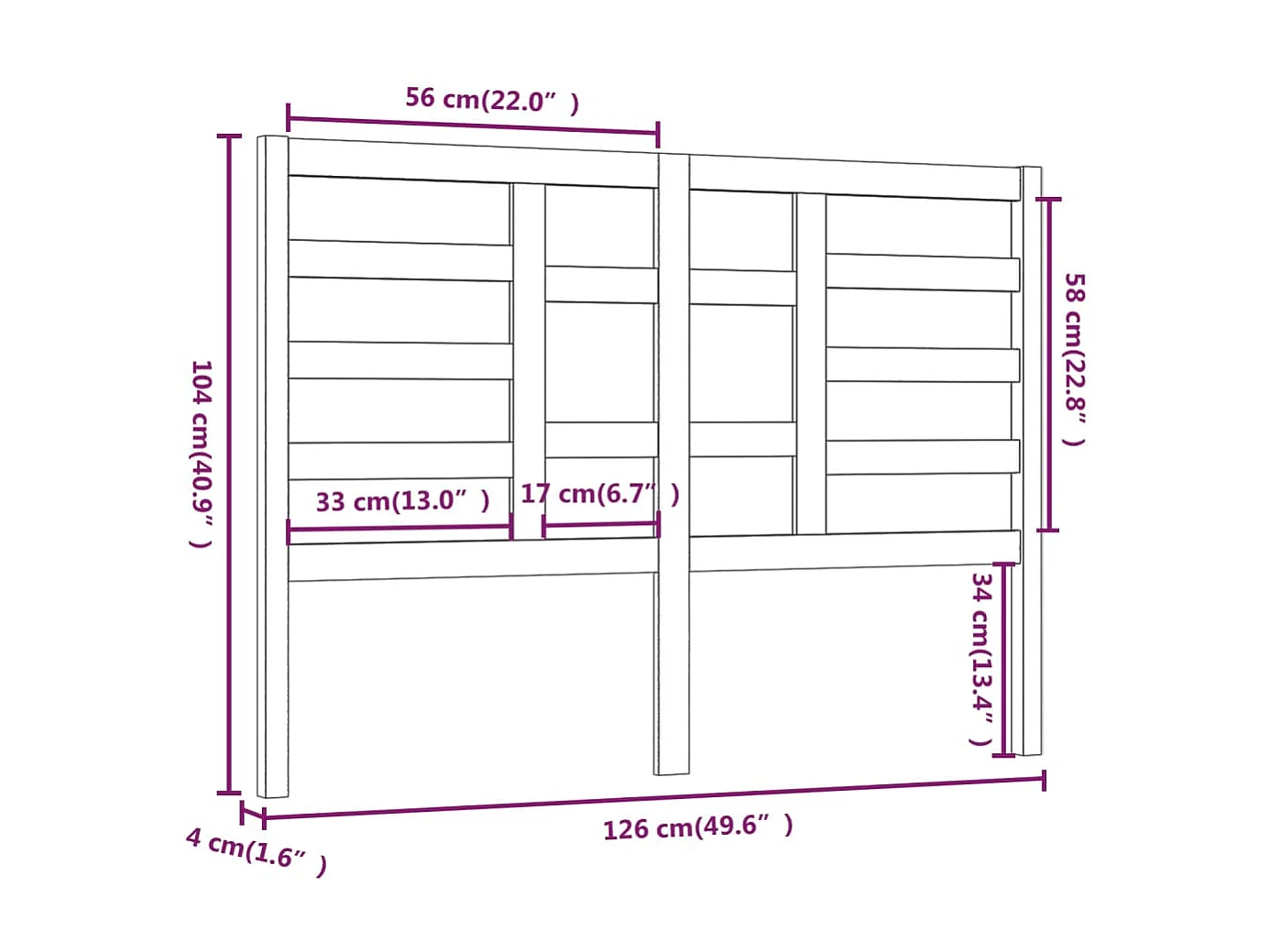 Tête de lit 126x4x104 cm Bois massif de pin