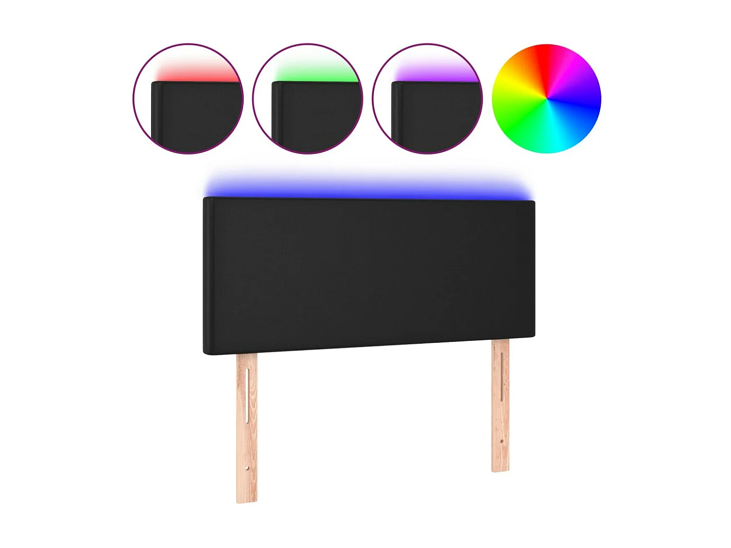 LED-Kopfteil Schwarz 90x5x78/88 cm Kunstleder