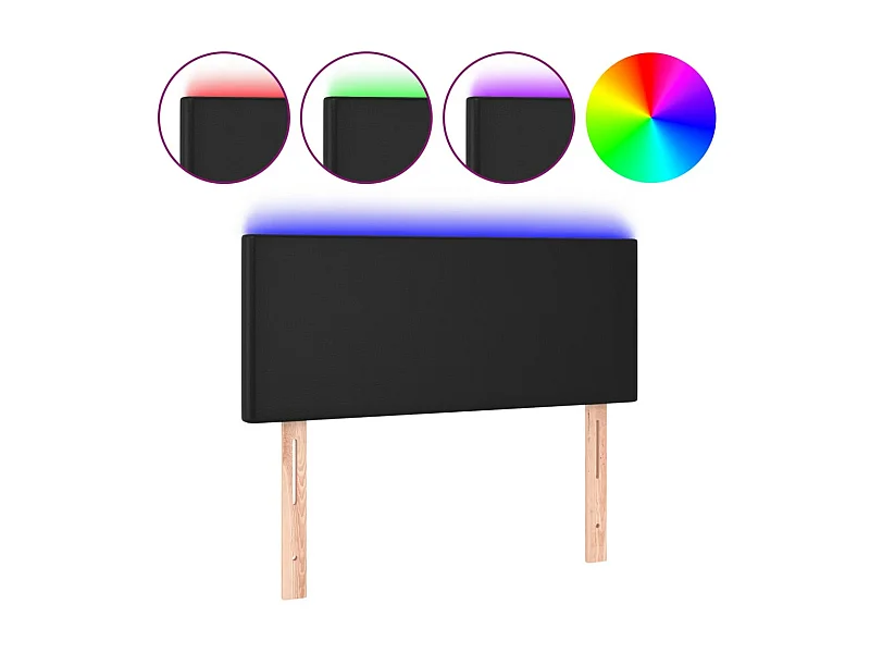 LED-Kopfteil Schwarz 90x5x78/88 cm Kunstleder