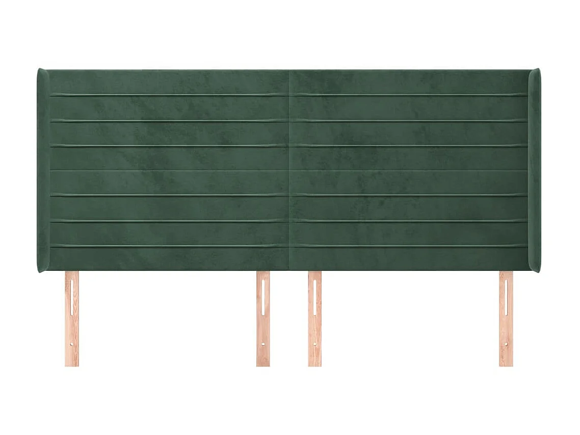 Tête de lit avec oreilles Vert foncé 163x16x118/128 cm Velours