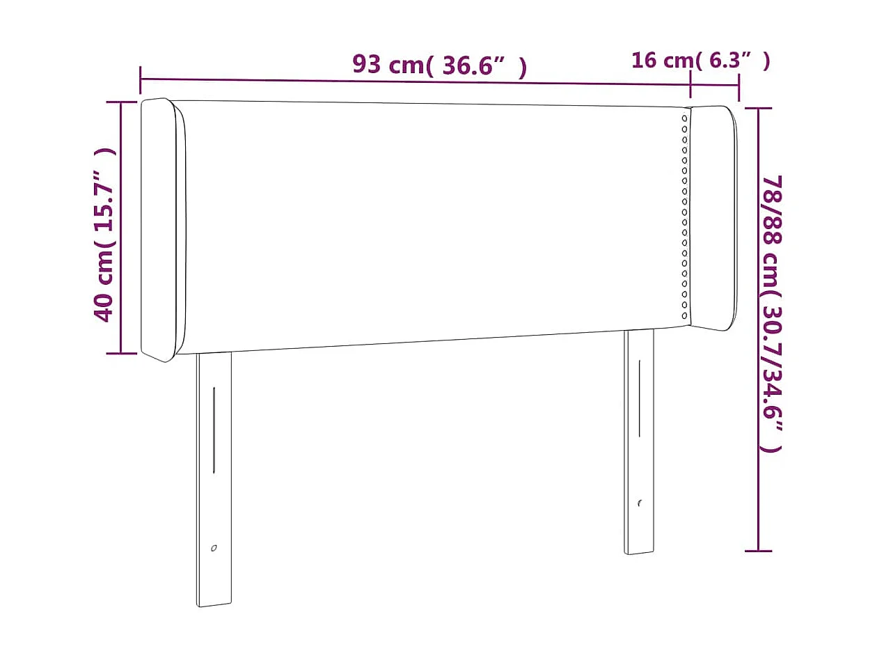 Cabeceira LED Taupe 93x16x78/88 cm Tecido