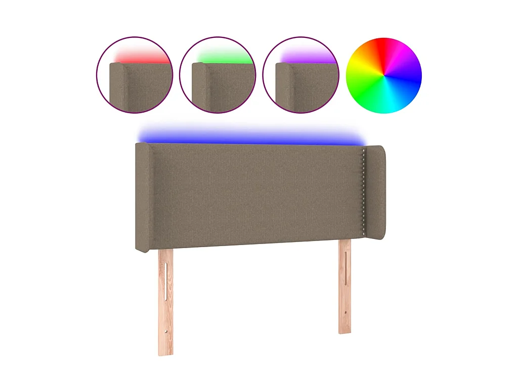 LED-Kopfteil Taupe 93x16x78/88 cm Stoff