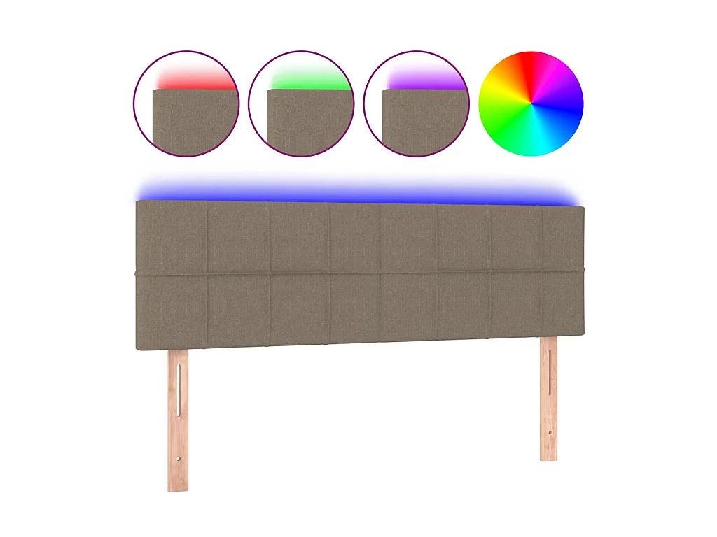 LED-hoofdbord Taupe 144x5x78/88 cm Stof