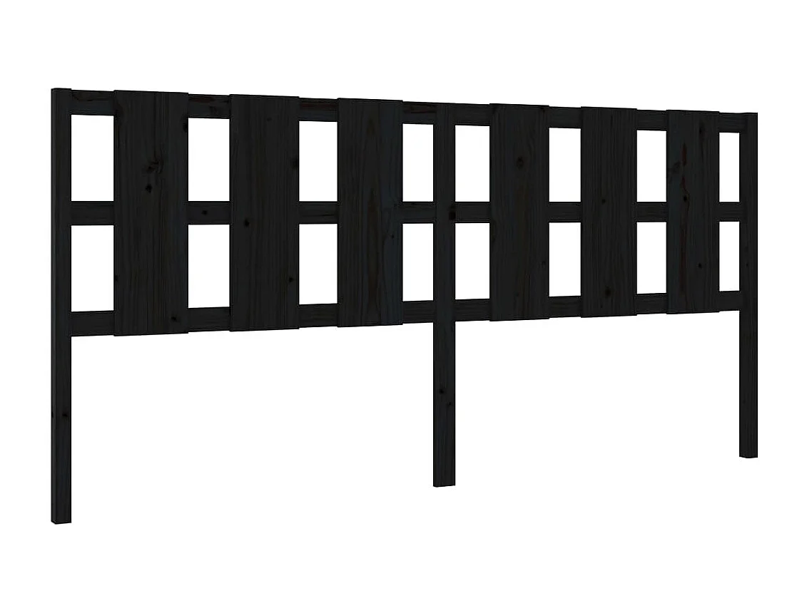 Tête de lit Noir 205,5x4x100 cm Bois massif de pin