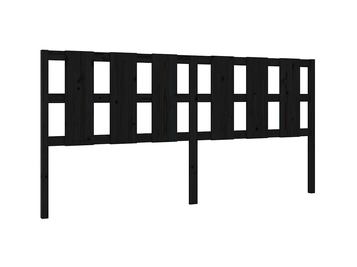 Tête de lit Noir 205,5x4x100 cm Bois massif de pin