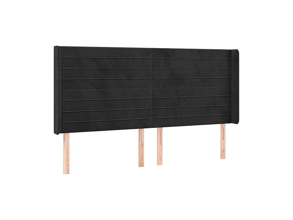 Tête de lit avec oreilles Noir 163x16x118/128 cm Velours