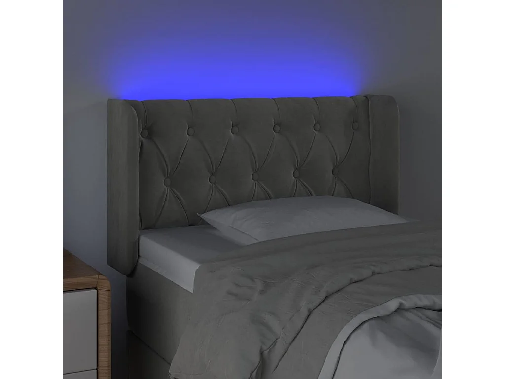 Tête de lit à LED Gris clair 83x16x78/88 cm Velours