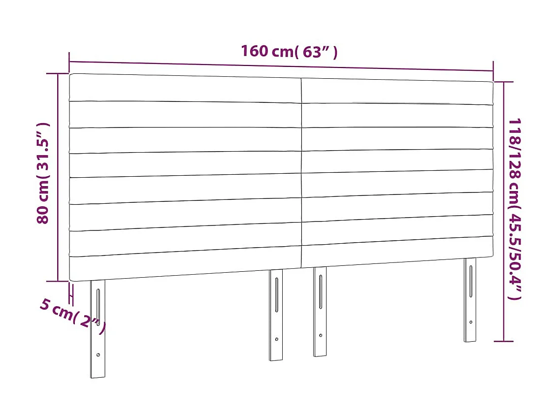 Tête de lit à LED Gris foncé 160x5x118/128 cm Velours