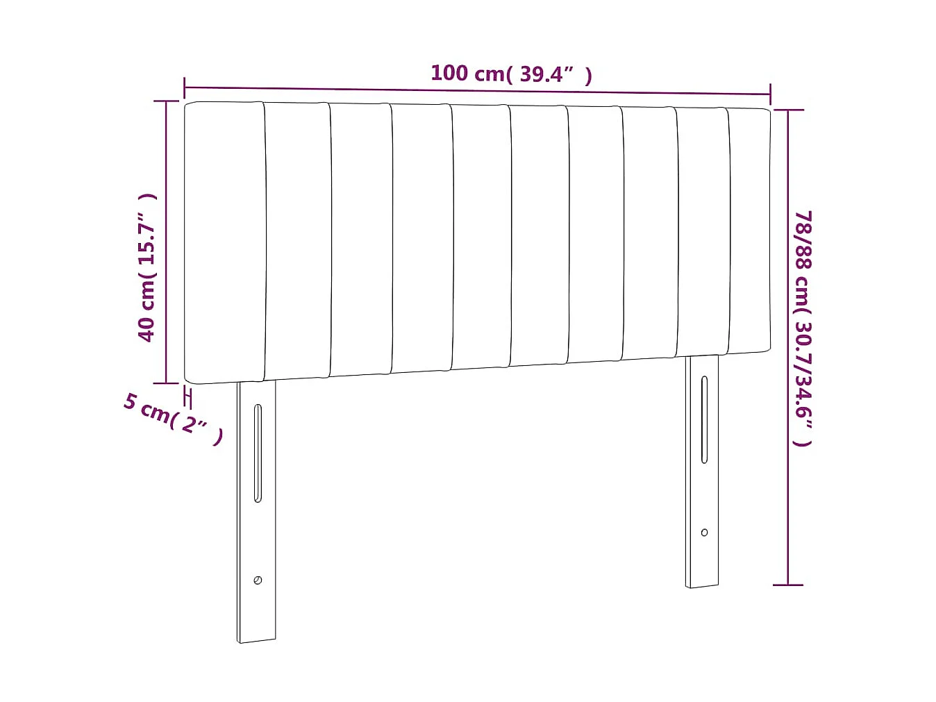 Cabecero LED Negro 100x5x78/88 cm Tela