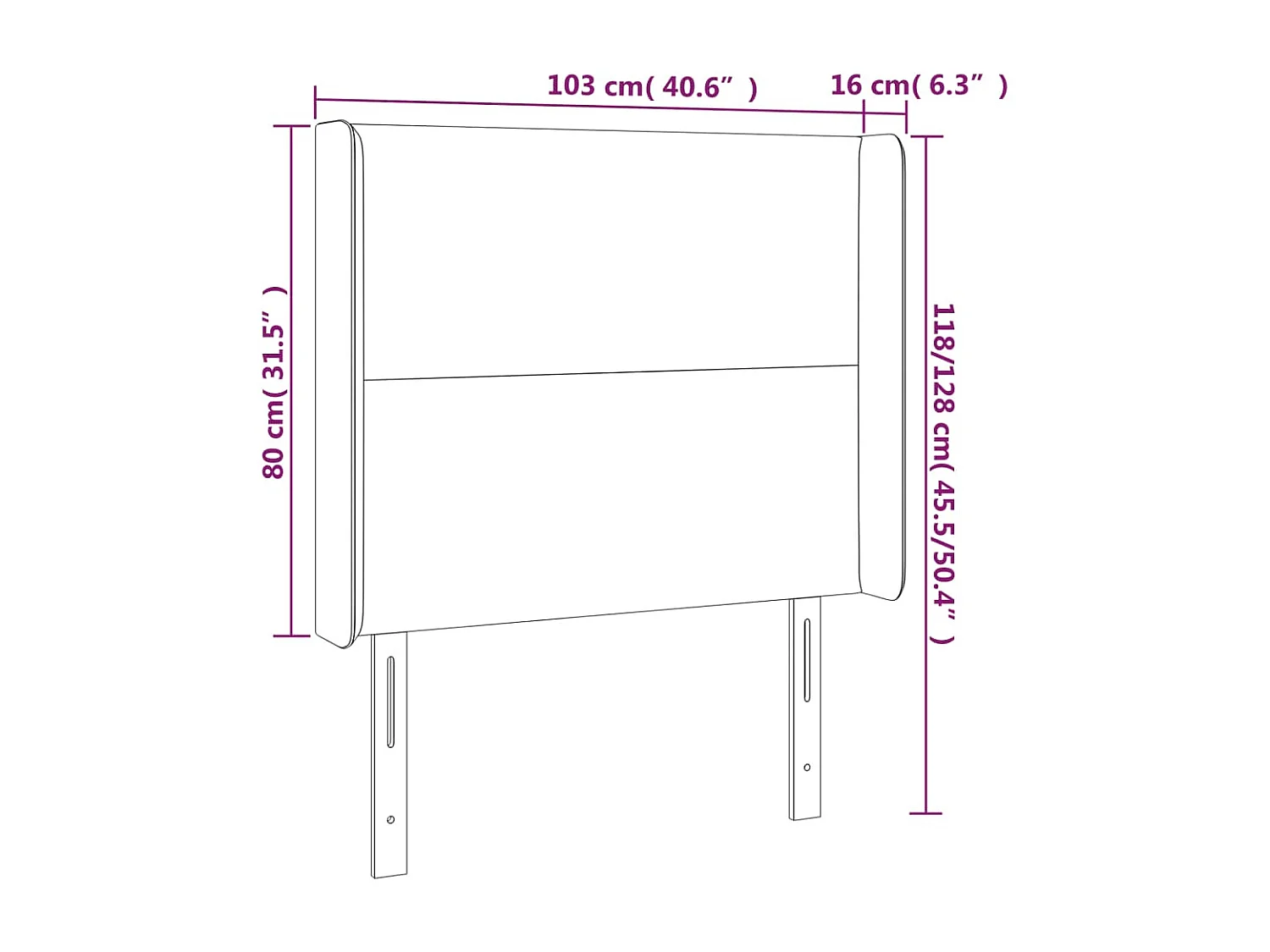 LED-Kopfteil Rosa 103x16x118/128 cm Samt