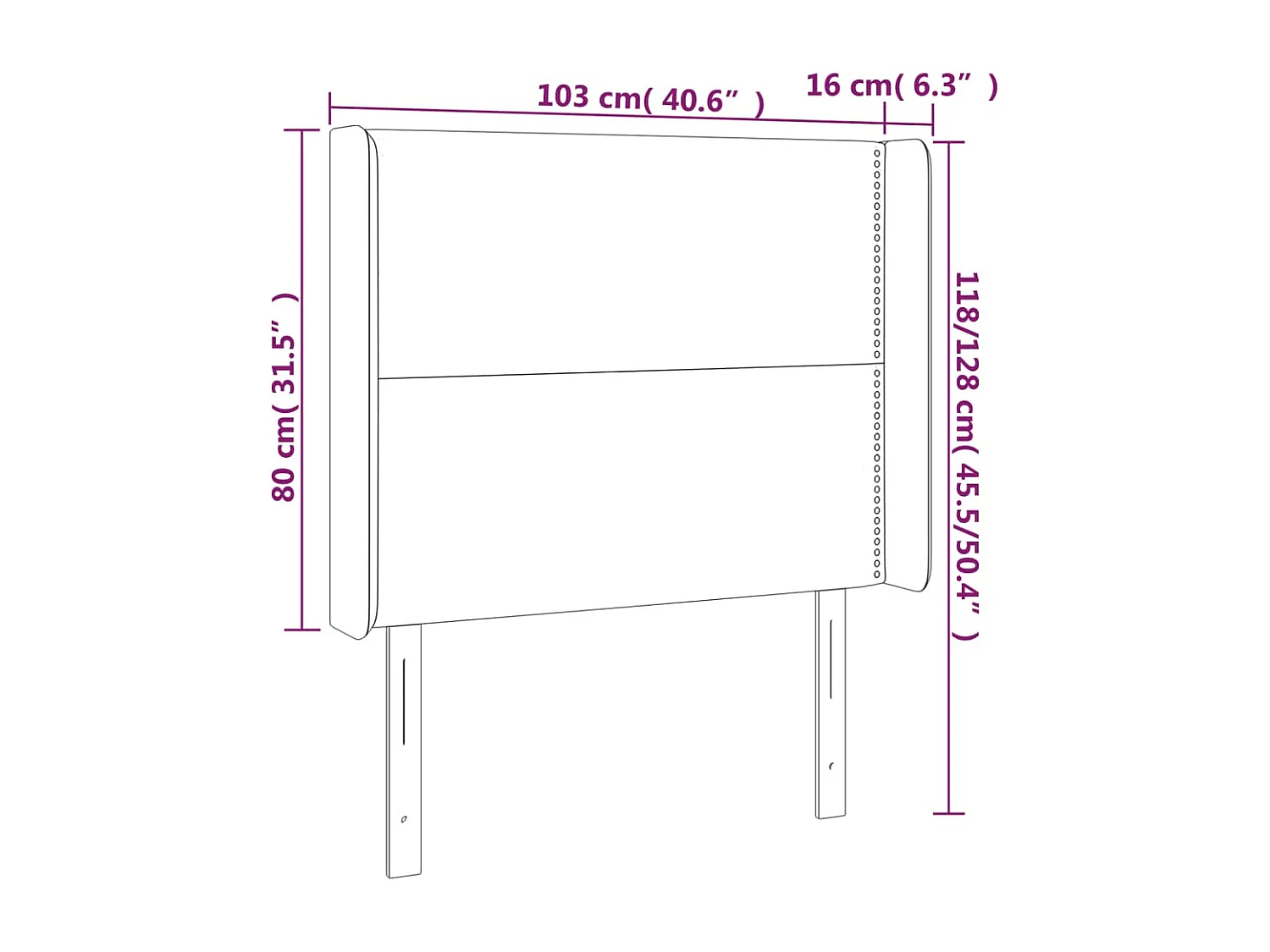 Tête de lit à LED Gris foncé 103x16x118/128 cm Velours