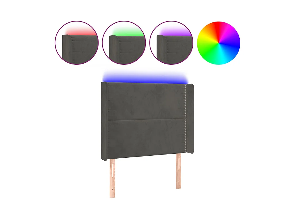 Tête de lit à LED Gris foncé 103x16x118/128 cm Velours