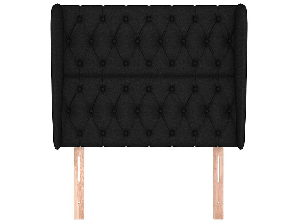 Tête de lit avec oreilles Noir 103x23x118/128 cm Tissu