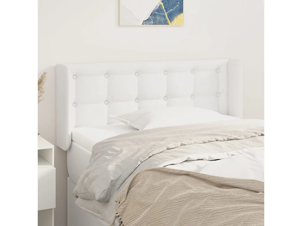 Cabeceira com orelhas Branco 83x16x78/88 cm Pele sintética