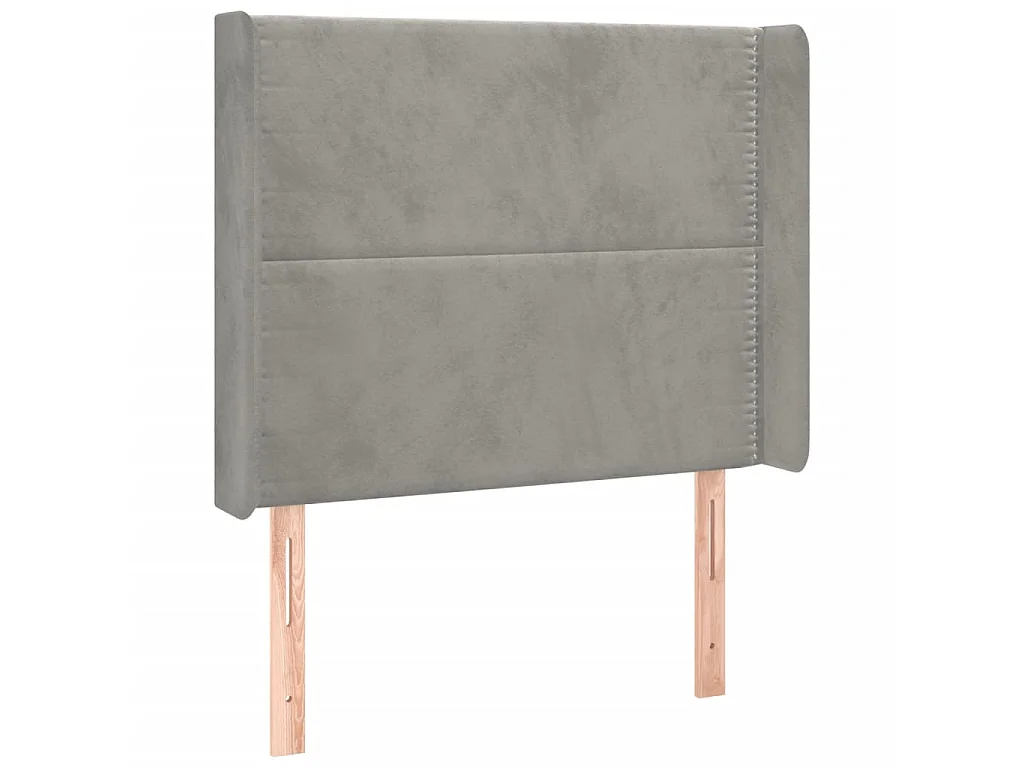 LED-hoofdbord Lichtgrijs 103x16x118/128 cm Fluweel