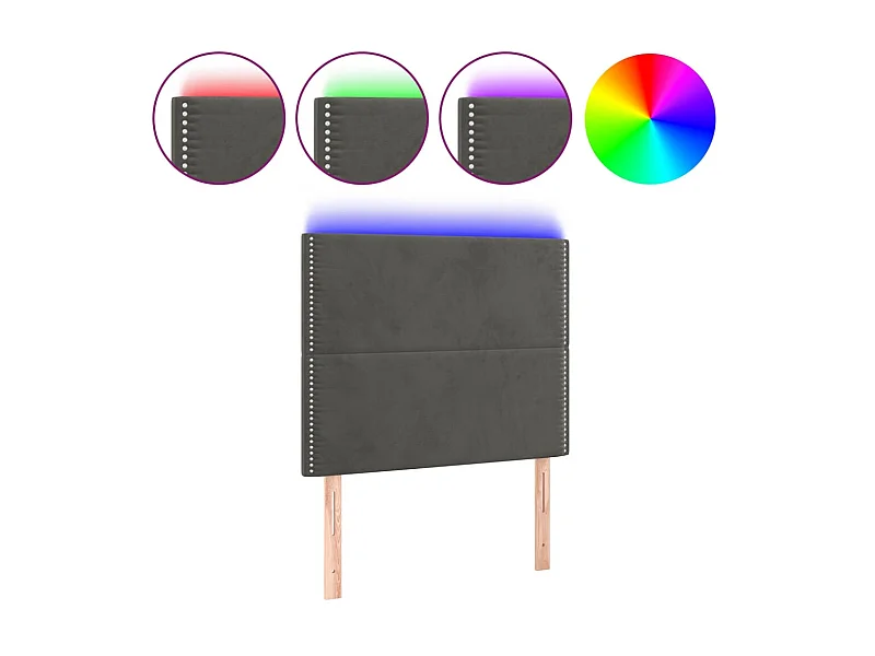 Cabeceira LED Cinza escuro 90x5x118/128 cm Veludo