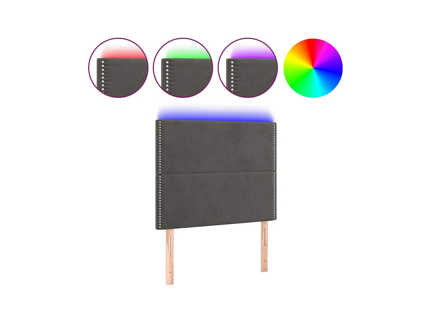 Tête de lit à LED Gris foncé 90x5x118/128 cm Velours
