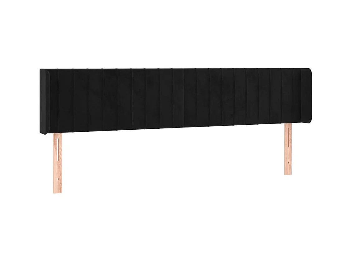 Tête de lit avec oreilles Noir 163x16x78/88 cm Velours