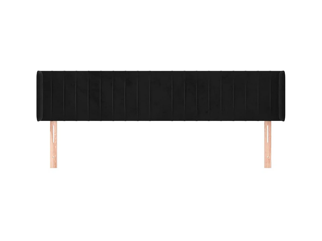 Testiera con orecchie Nero 163x16x78/88 cm Velluto