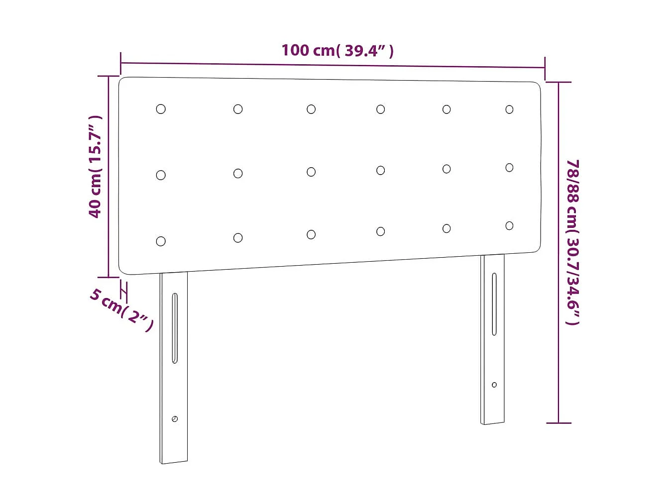 Tête de lit Gris foncé 100x5x78/88 cm Velours
