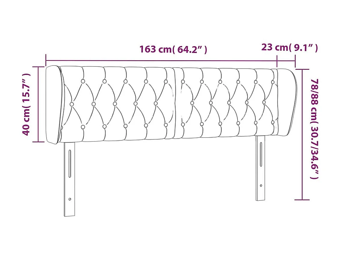 Cabeceira com orelhas Creme 163x23x78/88 cm Tecido