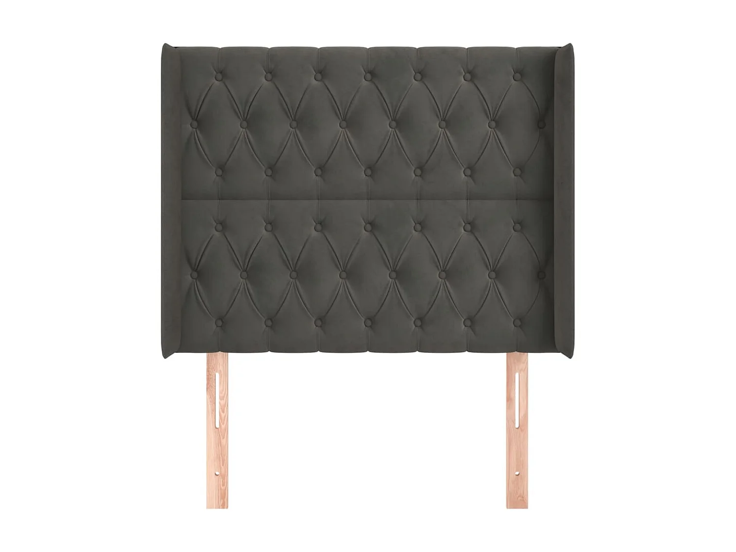 Testiera con orecchie Grigio scuro 103x16x118/128 cm Velluto