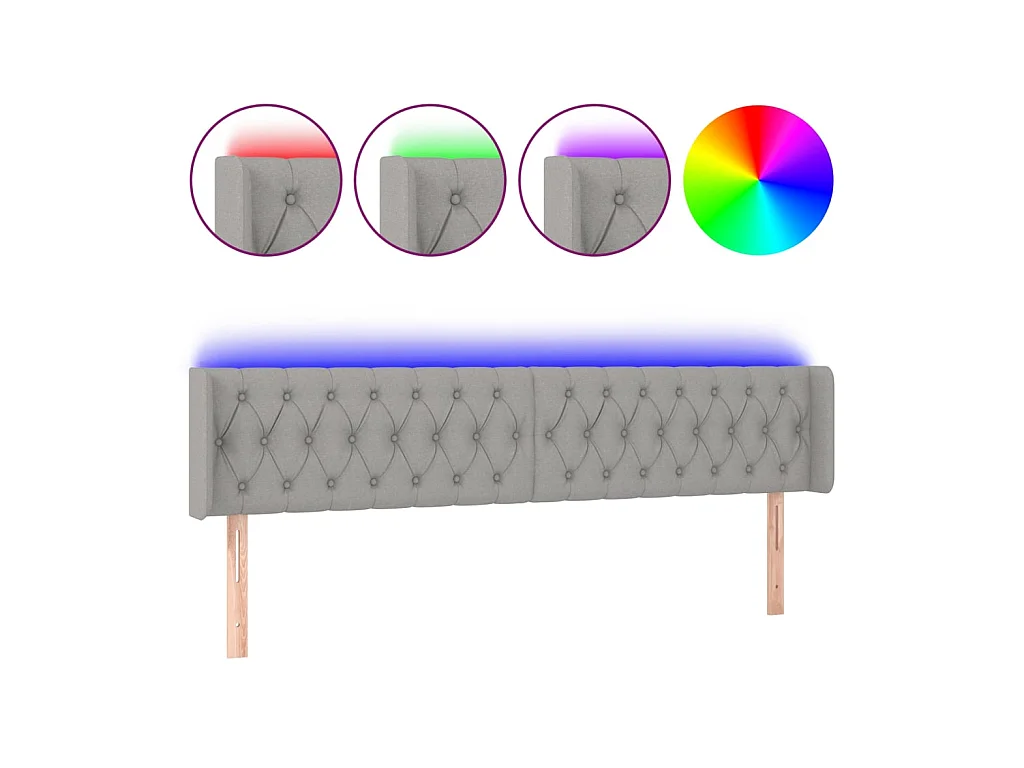 LED-Kopfteil Hellgrau 203x16x78/88 cm Stoff