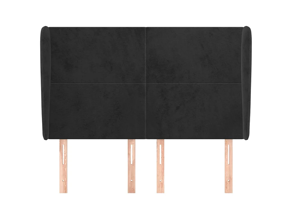 Tête de lit avec oreilles Noir 147x23x118/128 cm Velours