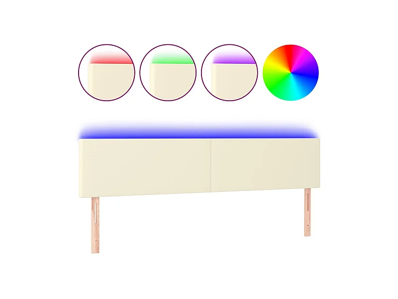 Testiera LED Crema 180x5x78/88 cm Ecopelle